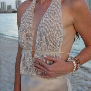 Free People Beaded Halter Top